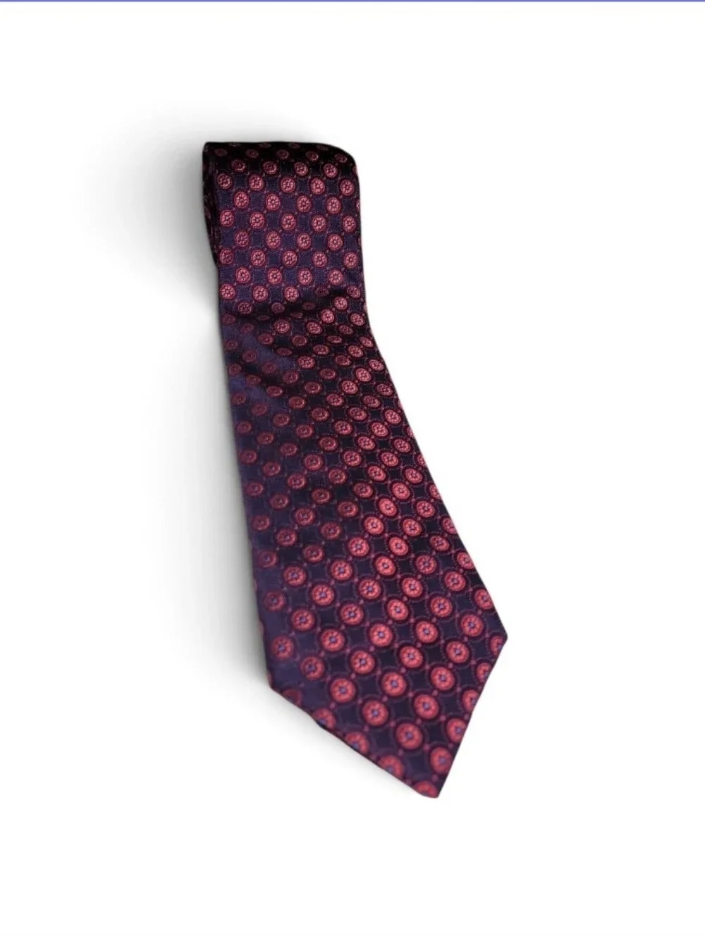 Robert Talbott Best Of Class Men's Navy and Burgundy Patterned Silk Tie